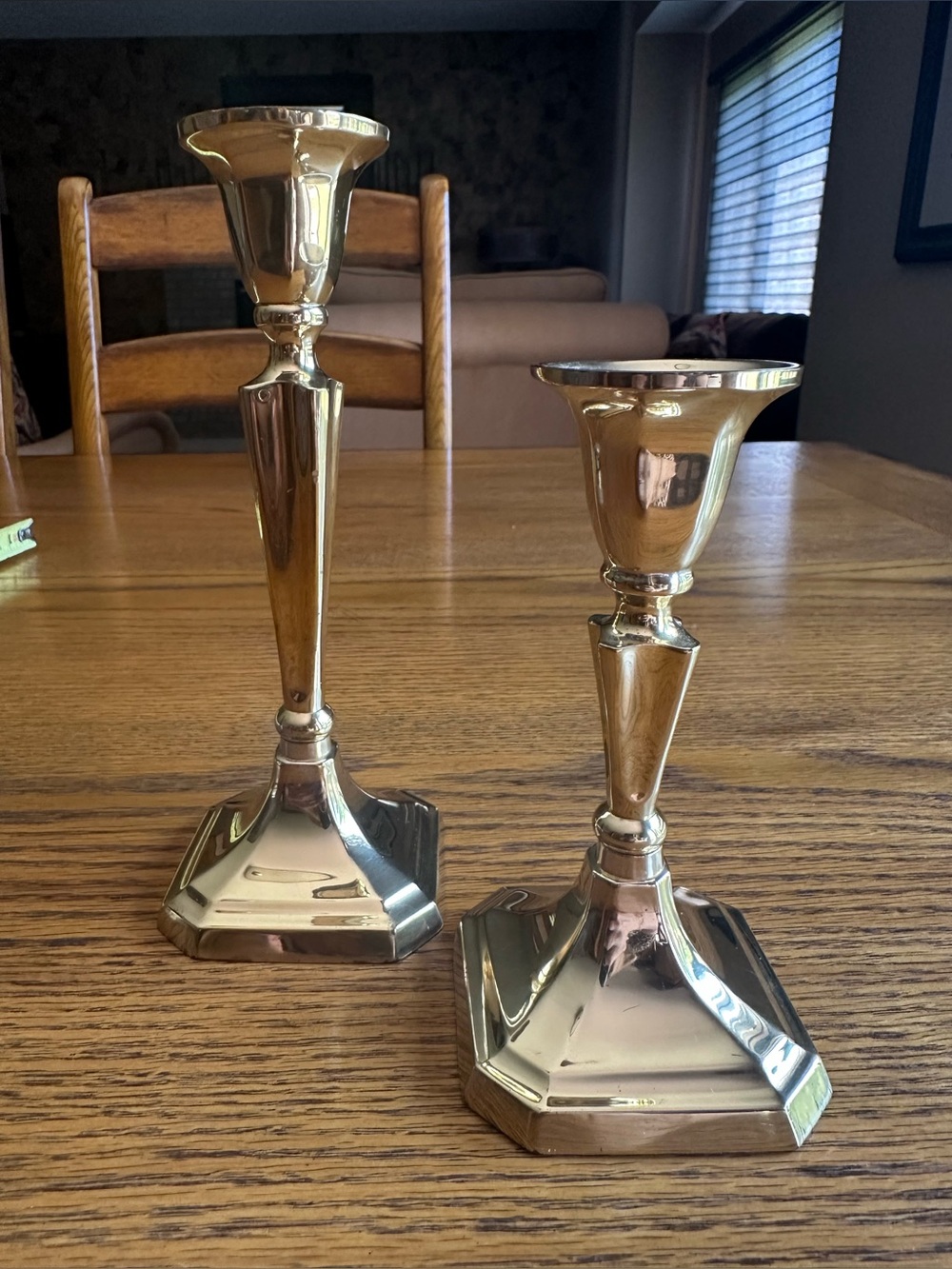 Vintage Brass Taper Candle Holders - Polished Gold Accent (Pair)